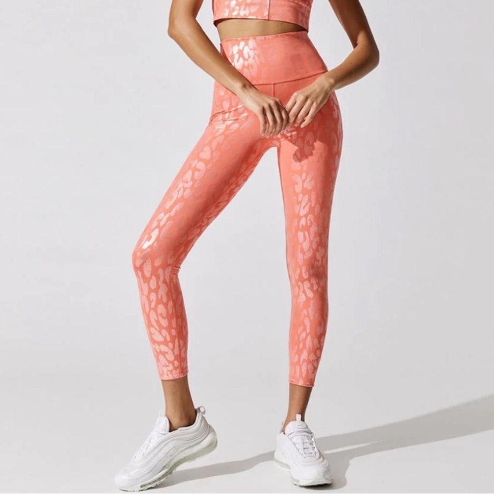 Carbon38 Iridescent‎ Orange Leopard Shimmer Legging XS